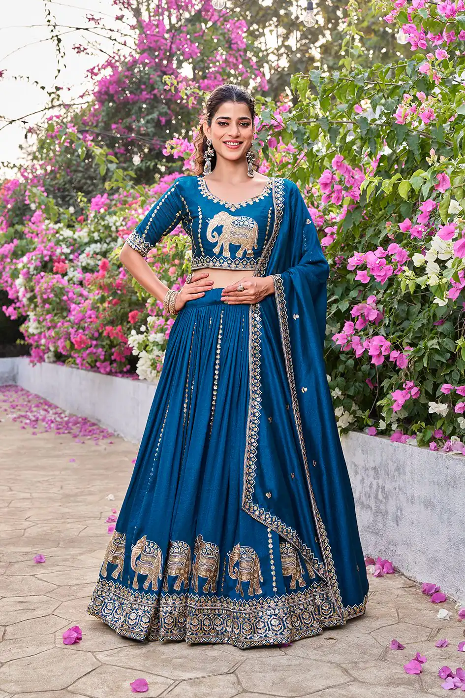 Special Blue Vichitra Silk Thread Work Lehenga Choli | Lehenga, Bollywood Lehenga, Creative Lehenga, Designer Lehenga, Embroidered Lehenga, Party Wear Lehenga