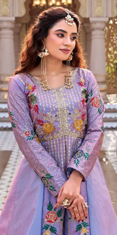 Special Lavender Satin Silk Thread Work Lehenga Choli | Lehenga, Bollywood Lehenga, Creative Lehenga, Designer Lehenga, Embroidered Lehenga, Party Wear Lehenga