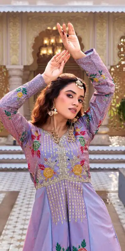 Special Lavender Satin Silk Thread Work Lehenga Choli | Lehenga, Bollywood Lehenga, Creative Lehenga, Designer Lehenga, Embroidered Lehenga, Party Wear Lehenga