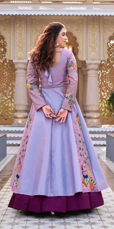 Special Lavender Satin Silk Thread Work Lehenga Choli | Lehenga, Bollywood Lehenga, Creative Lehenga, Designer Lehenga, Embroidered Lehenga, Party Wear Lehenga