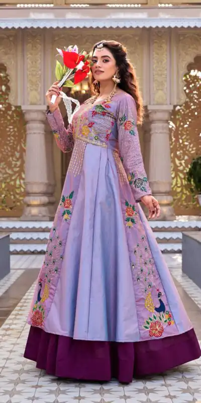 Special Lavender Satin Silk Thread Work Lehenga Choli | Lehenga, Bollywood Lehenga, Creative Lehenga, Designer Lehenga, Embroidered Lehenga, Party Wear Lehenga