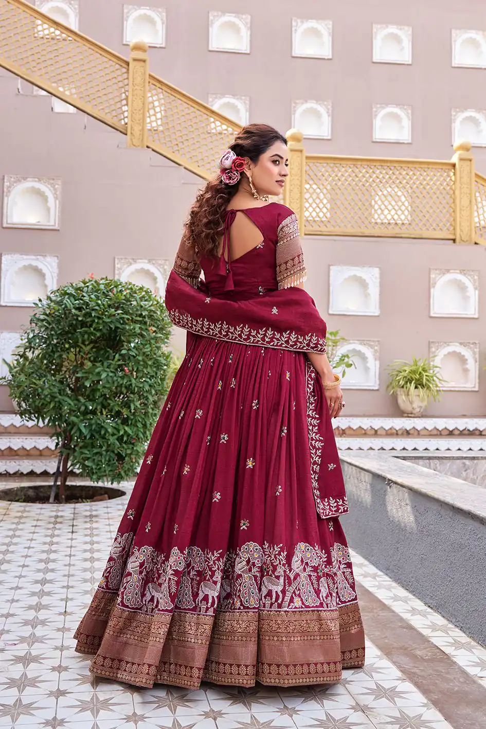 Special Maroon Vichitra Silk Thread Work Lehenga Choli | Lehenga, Bollywood Lehenga, Creative Lehenga, Designer Lehenga, Embroidered Lehenga, Party Wear Lehenga