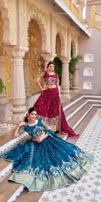 Special Maroon Vichitra Silk Thread Work Lehenga Choli | Lehenga, Bollywood Lehenga, Creative Lehenga, Designer Lehenga, Embroidered Lehenga, Party Wear Lehenga