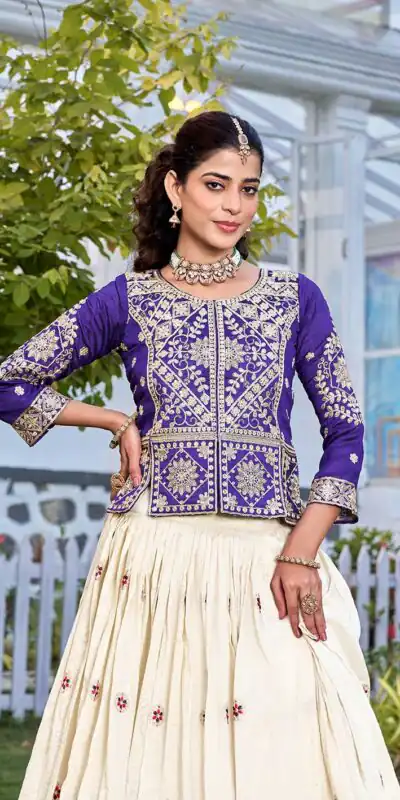 Ram 173 Navy Blue in Color Vichitra Silk Embroidery Work Lehenga Choli . Now at just ₹2549. Delivery 4-6 Working Days. Shop now. | Lehenga, Bollywood Lehenga, Creative Lehenga, Designer Lehenga, Embroidered Lehenga, Party Wear Lehenga