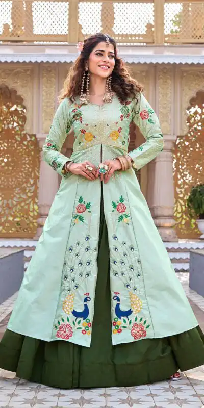 Special Pista Satin Silk Thread Work Lehenga Choli | Lehenga, Bollywood Lehenga, Creative Lehenga, Designer Lehenga, Embroidered Lehenga, Party Wear Lehenga