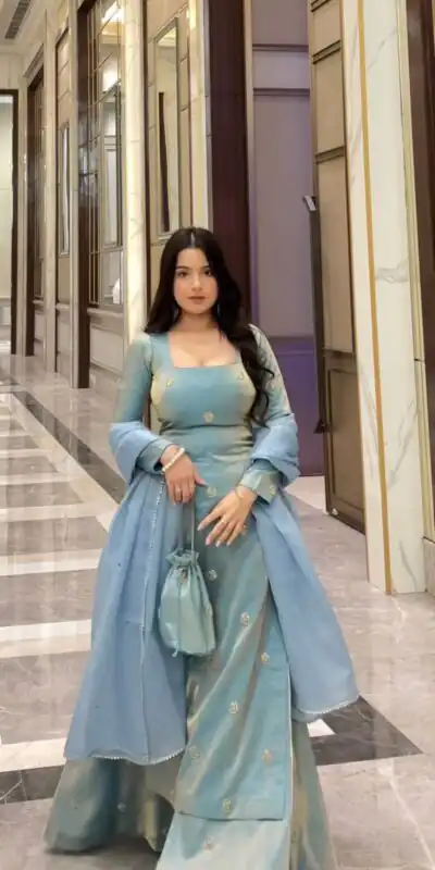 Special Sky Blue Fandy Silk Sequence Work Salwar Suit | Jump Suits, Salwar suit, Casual Suits, Creative suits, Designer Suits, Palazzo Suits, Party Wear Suits, Patiala Suits, Straight Suits
