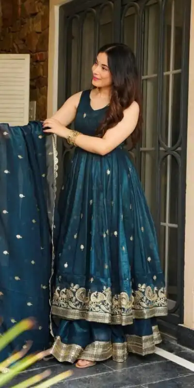Stunning Teal Gold Crazy Embroidery Work Salwar Suit | Jump Suits, Salwar suit, Casual Suits, Creative suits, Designer Suits, Palazzo Suits, Party Wear Suits, Patiala Suits, Straight Suits
