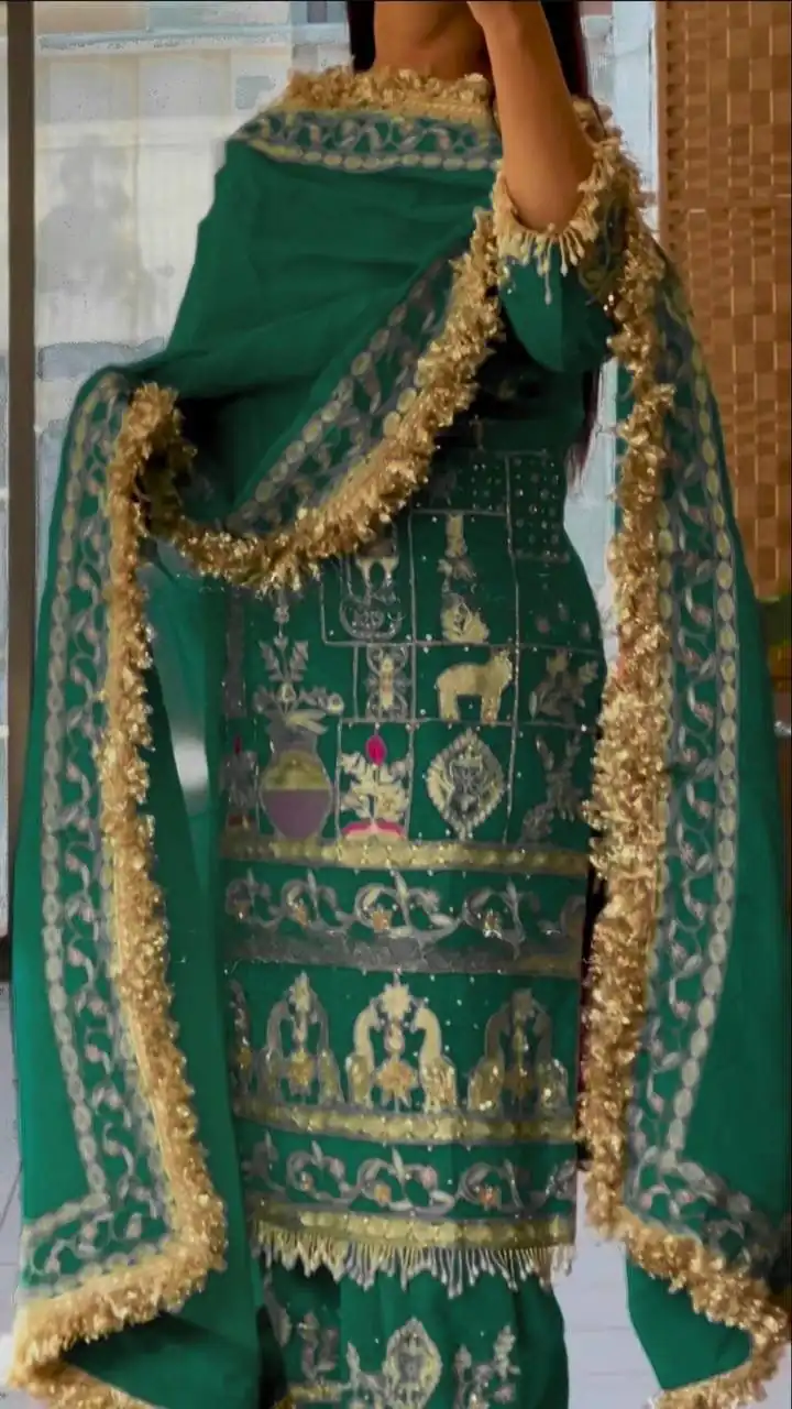 Stylish Green Natural Crepe Sequence Work Salwar Suit | Jump Suits, Salwar suit, Casual Suits, Creative suits, Designer Suits, Palazzo Suits, Party Wear Suits, Patiala Suits, Straight Suits