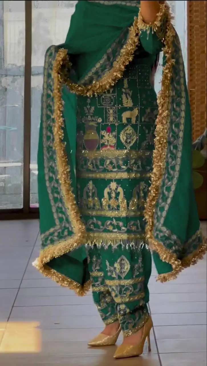 Stylish Green Natural Crepe Sequence Work Salwar Suit | Jump Suits, Salwar suit, Casual Suits, Creative suits, Designer Suits, Palazzo Suits, Party Wear Suits, Patiala Suits, Straight Suits