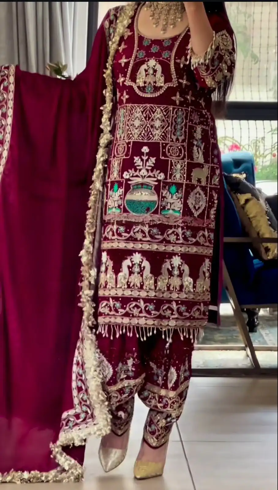 Stylish Maroon Natural Crepe Sequence Work Salwar Suit | Jump Suits, Salwar suit, Casual Suits, Creative suits, Designer Suits, Palazzo Suits, Party Wear Suits, Patiala Suits, Straight Suits