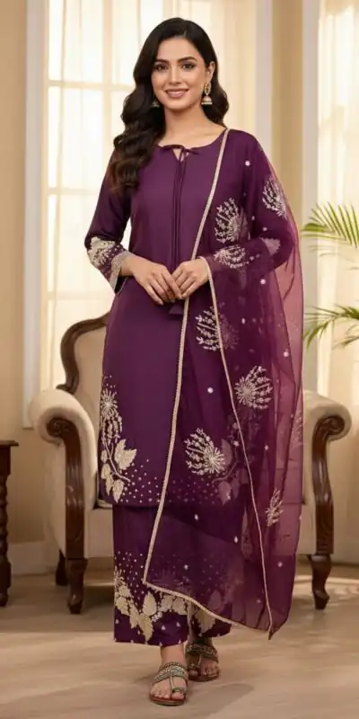 Stylish Wine Natural Crepe Sequence Work Salwar Suit | Jump Suits, Salwar suit, Casual Suits, Creative suits, Designer Suits, Palazzo Suits, Party Wear Suits, Patiala Suits, Straight Suits