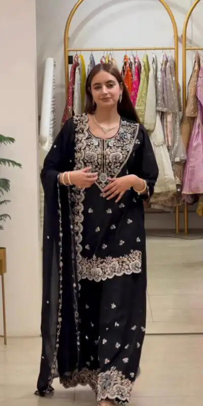 RTC 6031 Black Faux Georgette Salwar Suit Perfect for Wedding, Party, Family Gatherings, Sangeet, Housewarming – . Affordable Price ₹2049. Days | Jump Suits, Salwar suit, Casual Suits, Creative suits, Designer Suits, Palazzo Suits, Party Wear Suits, Patiala Suits, Straight Suits