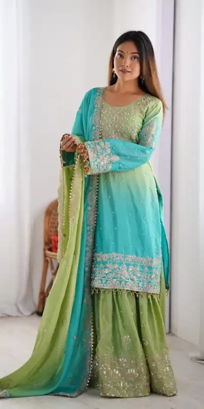 KD 1498 Green Color Chinon Silk Designer Work Salwar Suit in Get it for ₹2499. Delivery 4-6 Working Days. Online Shop now. | Jump Suits, Salwar suit, Casual Suits, Creative suits, Designer Suits, Palazzo Suits, Party Wear Suits, Patiala Suits, Straight Suits