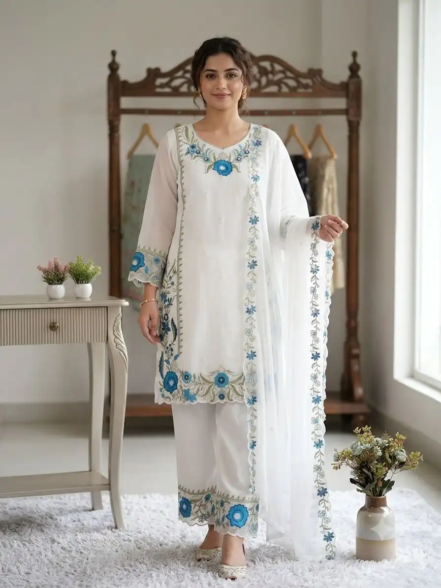 LG 2105 Blue Fox Georgette Salwar Suit With Embroidery Work. Affordable Price ₹2049. Delivery 4-6 Working Days. Shop now. | Jump Suits, Salwar suit, Casual Suits, Creative suits, Designer Suits, Palazzo Suits, Party Wear Suits, Patiala Suits, Straight Suits