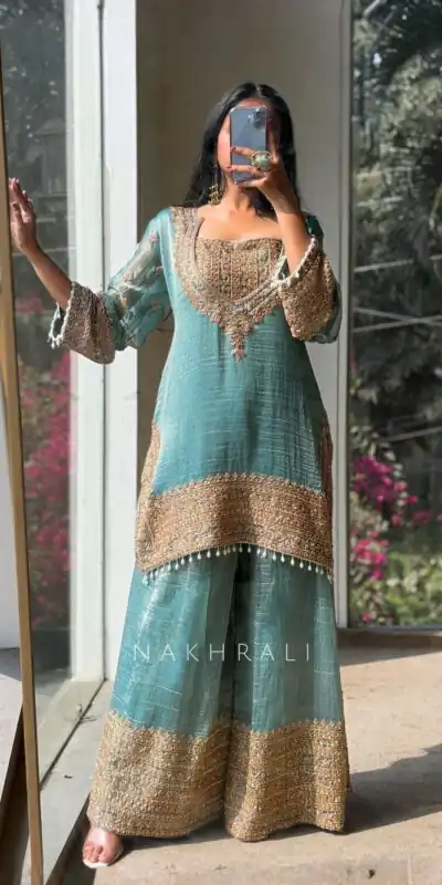 Super Firozi Fendy Silk Embroidery Work Salwar Suit | Jump Suits, Salwar suit, Casual Suits, Creative suits, Designer Suits, Palazzo Suits, Party Wear Suits, Patiala Suits, Straight Suits