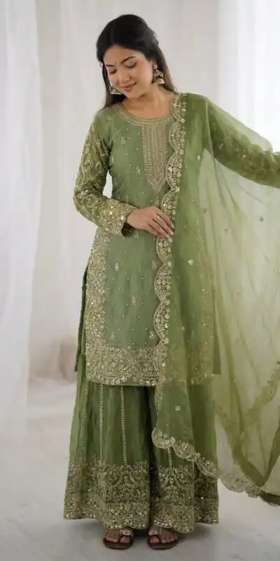ZSR 3167 Green Fendy Silk Salwar Suitwith Embroidery Work & Lace Work. Now at just ₹2149. Delivery 4-6 Working Days. Shop now. | Jump Suits, Salwar suit, Casual Suits, Creative suits, Designer Suits, Palazzo Suits, Party Wear Suits, Patiala Suits, Straight Suits