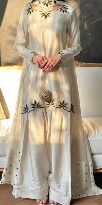 NF 1270 Off White Natural Crep Salwar Suit Brown with Embroidery Work. Exclusive Offer ₹1899. Delivery 4-6 Working Days. Shop now. | Jump Suits, Salwar suit, Casual Suits, Creative suits, Designer Suits, Palazzo Suits, Party Wear Suits, Patiala Suits, Straight Suits