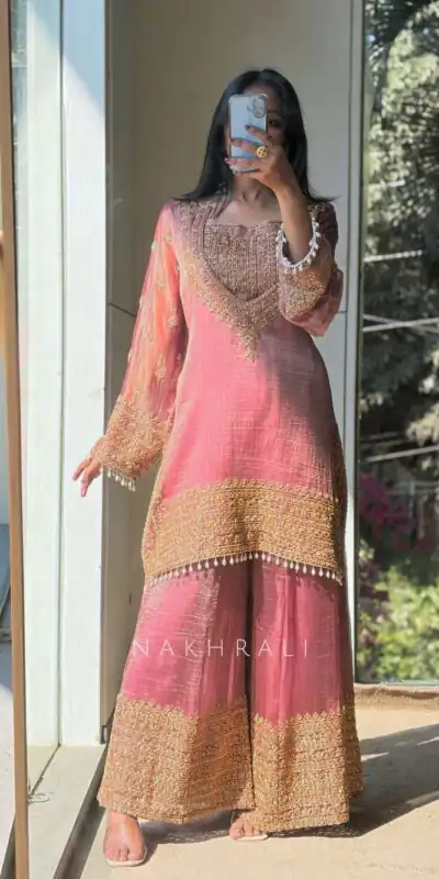 Super Peach Fendy Silk Embroidery Work Salwar Suit | Jump Suits, Salwar suit, Casual Suits, Creative suits, Designer Suits, Palazzo Suits, Party Wear Suits, Patiala Suits, Straight Suits