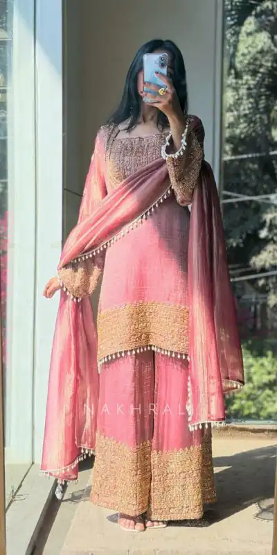 Super Peach Fendy Silk Embroidery Work Salwar Suit | Jump Suits, Salwar suit, Casual Suits, Creative suits, Designer Suits, Palazzo Suits, Party Wear Suits, Patiala Suits, Straight Suits