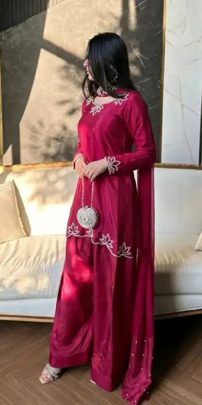 NF 1270 Pink Natural Crep Salwar Suit Brown with Embroidery Work. Exclusive Offer ₹1899. Delivery 4-6 Working Days. Shop now. | Jump Suits, Salwar suit, Casual Suits, Creative suits, Designer Suits, Palazzo Suits, Party Wear Suits, Patiala Suits, Straight Suits