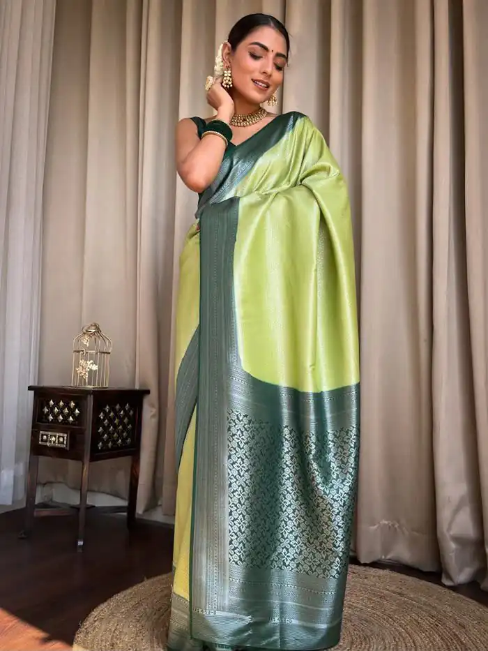 KPR 230 Pista Soft Lichi Silk Saree Perfect for Wedding, Party, Reception, Diwali, Ethnic Day – . Affordable Price ₹1449. Delivery 4-6 Working Days. | Sarees, Bollywood Sarees, Creative Sarees, Designer Sarees, Embroidered Sarees, Ethnic Saree, Modern Digital sarees, Party Wear Sarees