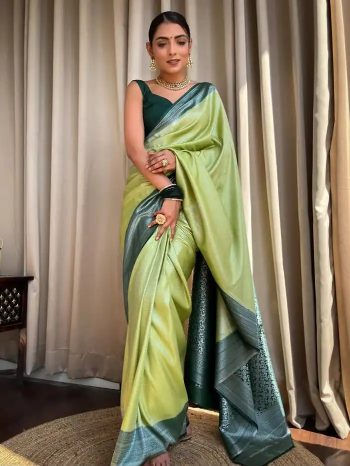 KPR 230 Pista Soft Lichi Silk Saree Perfect for Wedding, Party, Reception, Diwali, Ethnic Day – . Affordable Price ₹1449. Delivery 4-6 Working Days. | Sarees, Bollywood Sarees, Creative Sarees, Designer Sarees, Embroidered Sarees, Ethnic Saree, Modern Digital sarees, Party Wear Sarees
