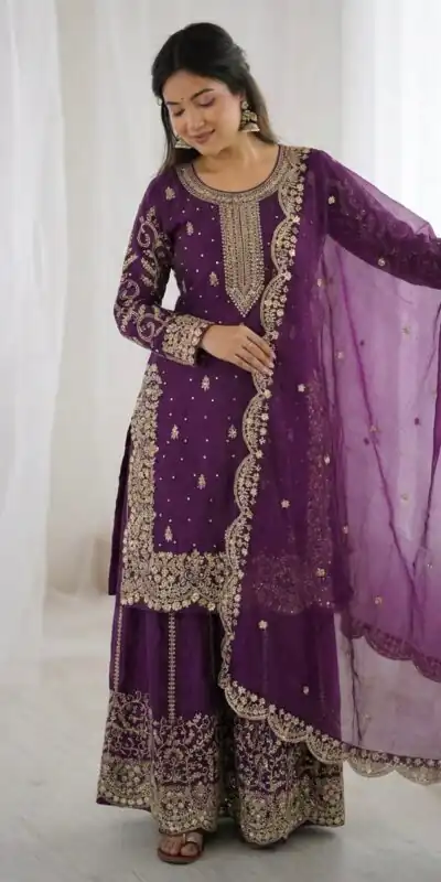 ZSR 3167 Purple Fendy Silk Salwar Suitwith Embroidery Work & Lace Work. Now at just ₹2149. Delivery 4-6 Working Days. Shop now. | Jump Suits, Salwar suit, Casual Suits, Creative suits, Designer Suits, Palazzo Suits, Party Wear Suits, Patiala Suits, Straight Suits
