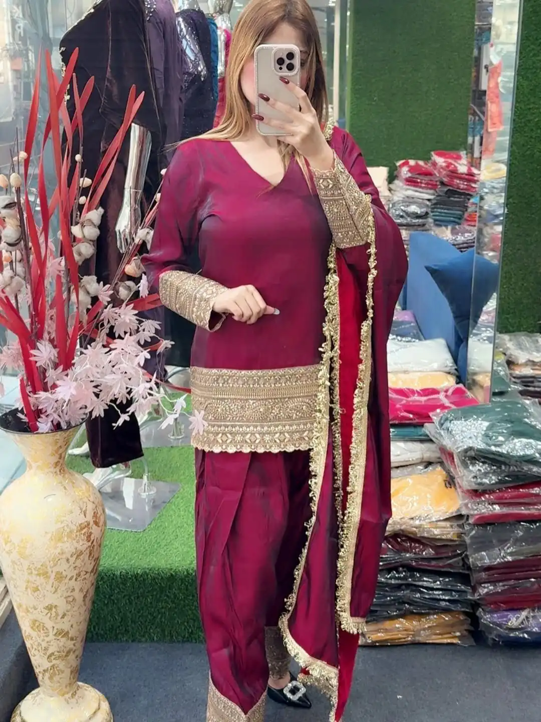 Super Red Fendy Silk Embroidery Work Salwar Suit | Jump Suits, Salwar suit, Casual Suits, Creative suits, Designer Suits, Palazzo Suits, Party Wear Suits, Patiala Suits, Straight Suits