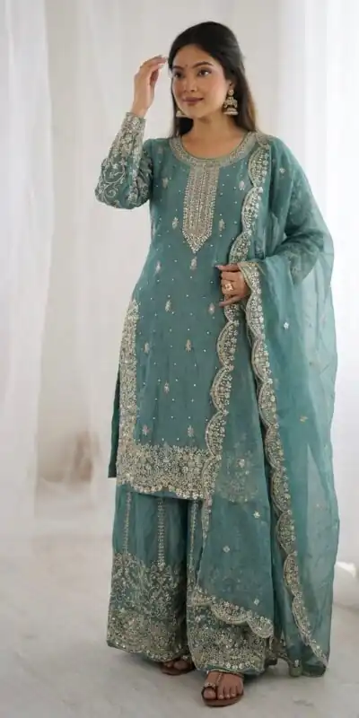 ZSR 3167 Sea Green Fendy Silk Salwar Suitwith Embroidery Work & Lace Work. Now at just ₹2149. Delivery 4-6 Working Days. Shop now. | Jump Suits, Salwar suit, Casual Suits, Creative suits, Designer Suits, Palazzo Suits, Party Wear Suits, Patiala Suits, Straight Suits