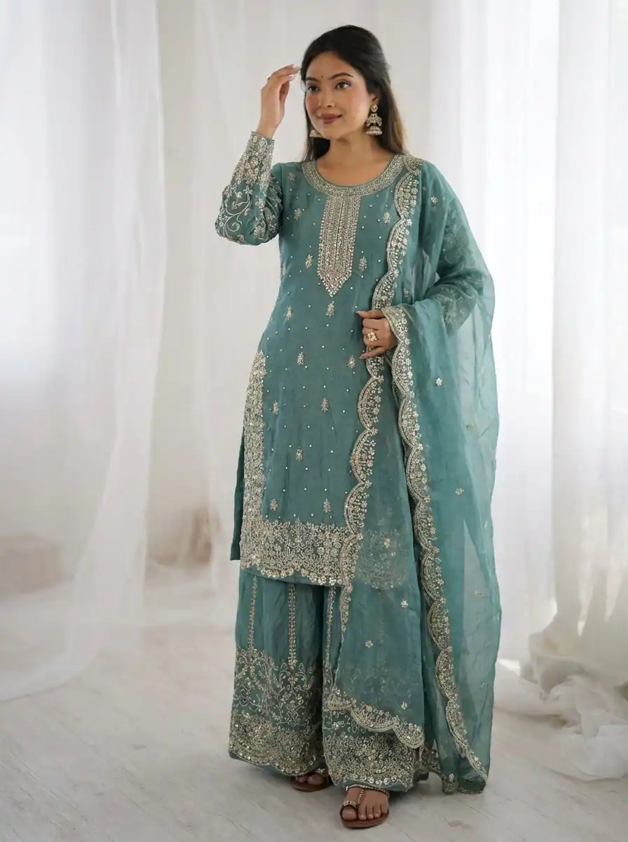 ZSR 3167 Sea Green Fendy Silk Salwar Suitwith Embroidery Work & Lace Work. Now at just ₹2149. Delivery 4-6 Working Days. Shop now. | Jump Suits, Salwar suit, Casual Suits, Creative suits, Designer Suits, Palazzo Suits, Party Wear Suits, Patiala Suits, Straight Suits