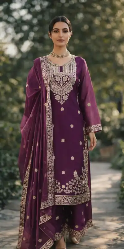 Super Wine Zimmy Silk Thread Work Salwar Suit | Jump Suits, Salwar suit, Casual Suits, Creative suits, Designer Suits, Palazzo Suits, Party Wear Suits, Patiala Suits, Straight Suits