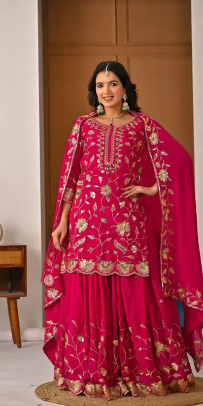 Superb Pink Chinon Silk Embroider Work Salwar Suit | Jump Suits, Salwar suit, Casual Suits, Creative suits, Designer Suits, Palazzo Suits, Party Wear Suits, Patiala Suits, Straight Suits