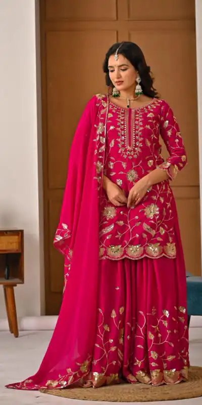 Superb Pink Chinon Silk Embroider Work Salwar Suit | Jump Suits, Salwar suit, Casual Suits, Creative suits, Designer Suits, Palazzo Suits, Party Wear Suits, Patiala Suits, Straight Suits