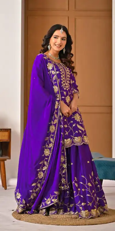 Superb Purple Chinon Silk Embroider Work Salwar Suit | Jump Suits, Salwar suit, Casual Suits, Creative suits, Designer Suits, Palazzo Suits, Party Wear Suits, Patiala Suits, Straight Suits