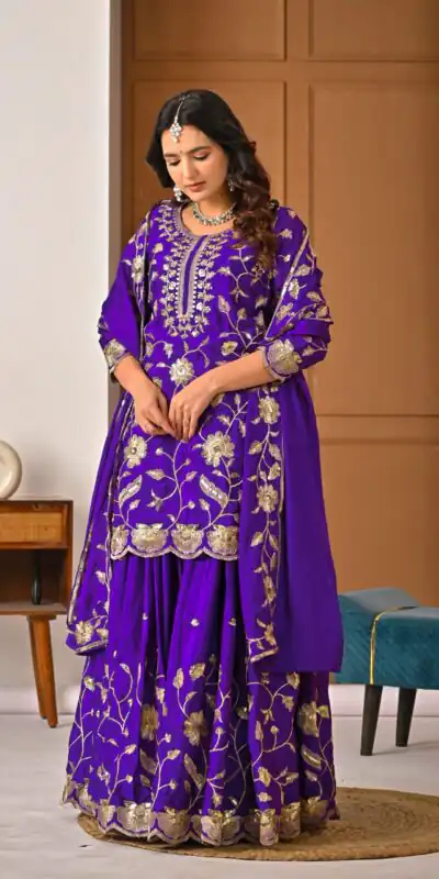 Superb Purple Chinon Silk Embroider Work Salwar Suit | Jump Suits, Salwar suit, Casual Suits, Creative suits, Designer Suits, Palazzo Suits, Party Wear Suits, Patiala Suits, Straight Suits