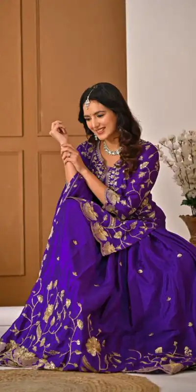 Superb Purple Chinon Silk Embroider Work Salwar Suit | Jump Suits, Salwar suit, Casual Suits, Creative suits, Designer Suits, Palazzo Suits, Party Wear Suits, Patiala Suits, Straight Suits