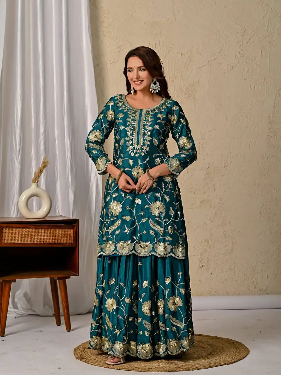Superb Teal Chinon Silk Embroider Work Salwar Suit | Jump Suits, Salwar suit, Casual Suits, Creative suits, Designer Suits, Palazzo Suits, Party Wear Suits, Patiala Suits, Straight Suits