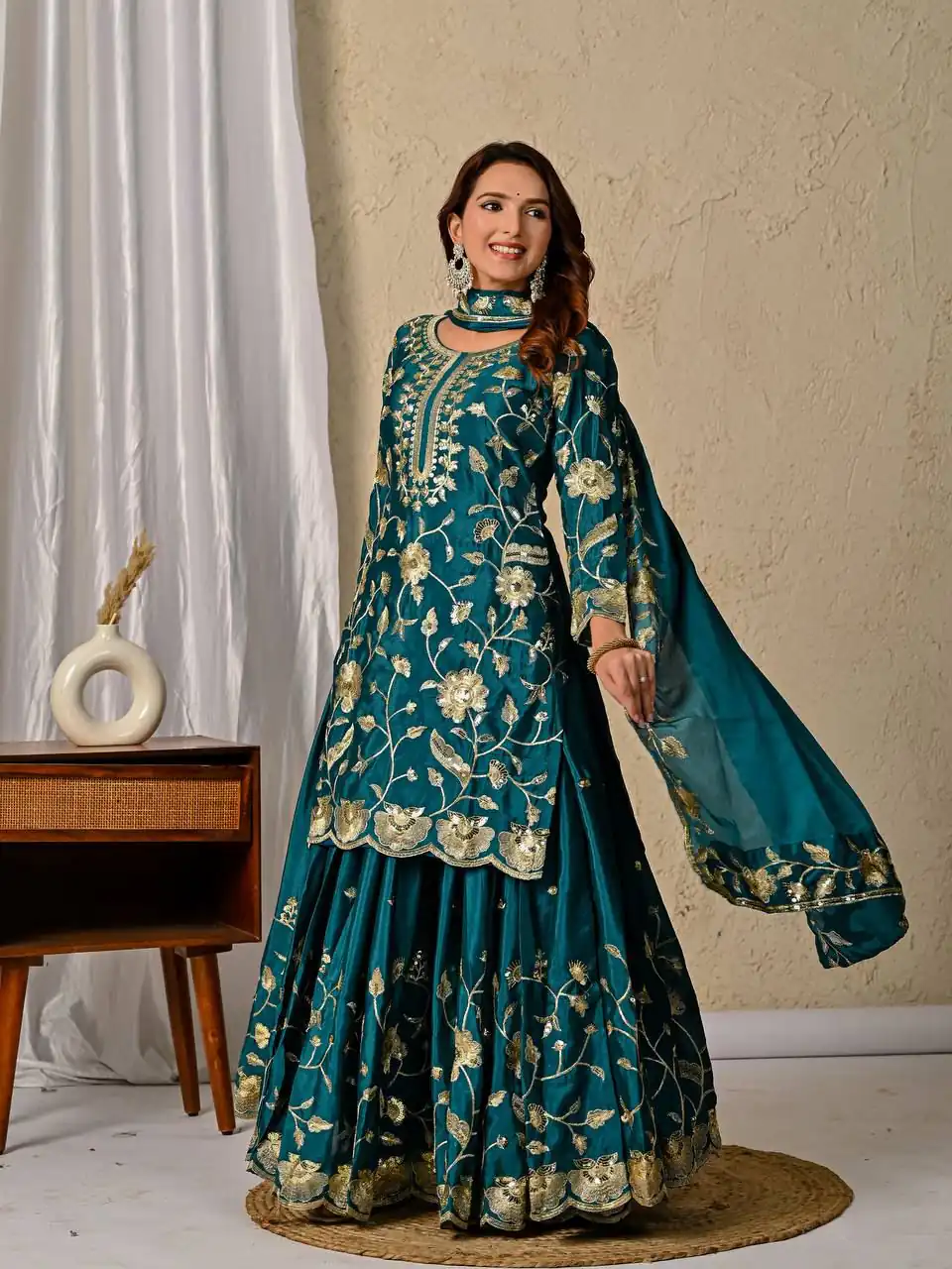 Superb Teal Chinon Silk Embroider Work Salwar Suit | Jump Suits, Salwar suit, Casual Suits, Creative suits, Designer Suits, Palazzo Suits, Party Wear Suits, Patiala Suits, Straight Suits