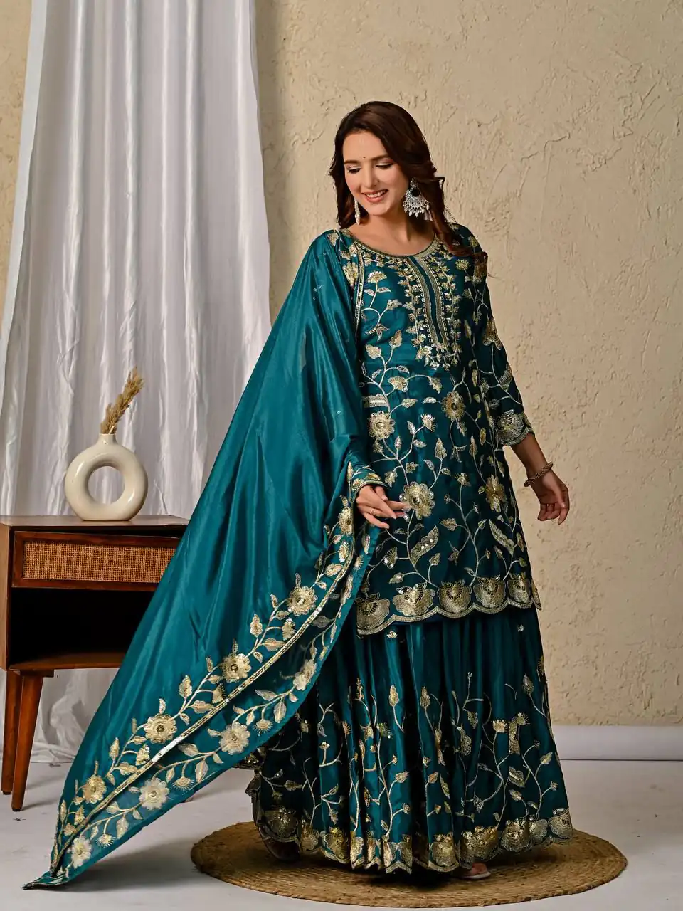 Superb Teal Chinon Silk Embroider Work Salwar Suit | Jump Suits, Salwar suit, Casual Suits, Creative suits, Designer Suits, Palazzo Suits, Party Wear Suits, Patiala Suits, Straight Suits