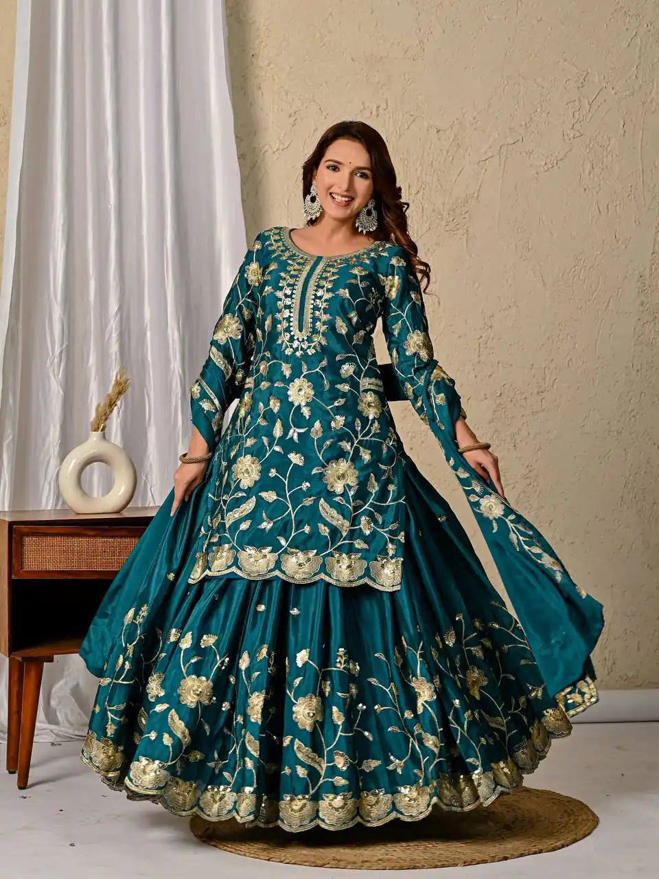 Superb Teal Chinon Silk Embroider Work Salwar Suit | Jump Suits, Salwar suit, Casual Suits, Creative suits, Designer Suits, Palazzo Suits, Party Wear Suits, Patiala Suits, Straight Suits