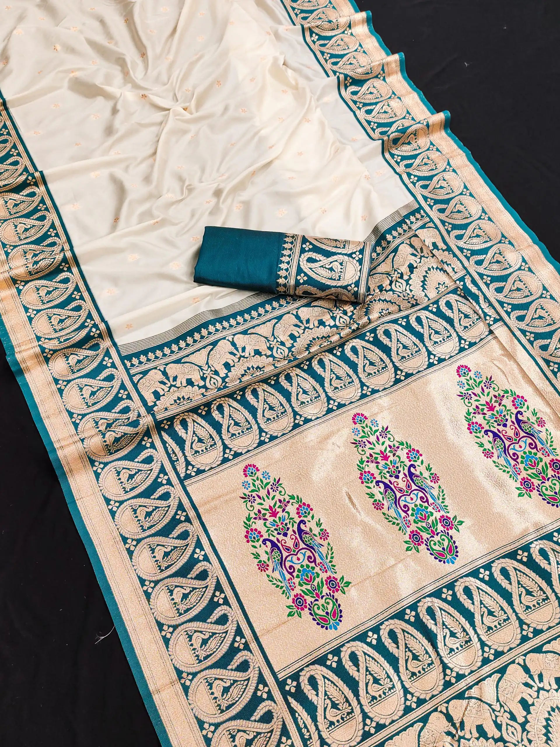 Teal Banarasi Zari Lace Work Saree | Sarees, Bollywood Sarees, Creative Sarees, Designer Sarees, Embroidered Sarees, Ethnic Saree, Modern Digital sarees, Party Wear Sarees