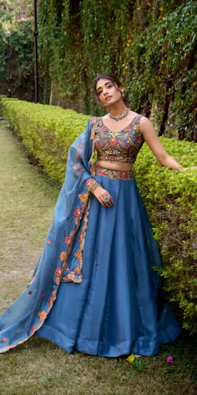 Teal Chanda Silk Sequins Work Lehenga Choli | Lehenga, Bollywood Lehenga, Creative Lehenga, Designer Lehenga, Embroidered Lehenga, Party Wear Lehenga