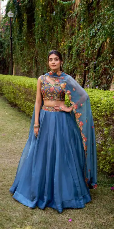 Teal Chanda Silk Sequins Work Lehenga Choli | Lehenga, Bollywood Lehenga, Creative Lehenga, Designer Lehenga, Embroidered Lehenga, Party Wear Lehenga