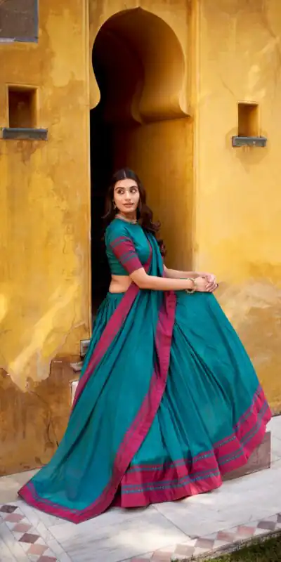 Teal Chanderi Embroidery Work Lehenga Choli | Lehenga, Bollywood Lehenga, Creative Lehenga, Designer Lehenga, Embroidered Lehenga, Party Wear Lehenga