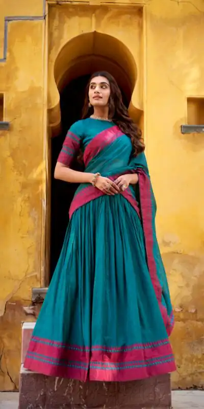 Teal Chanderi Embroidery Work Lehenga Choli | Lehenga, Bollywood Lehenga, Creative Lehenga, Designer Lehenga, Embroidered Lehenga, Party Wear Lehenga