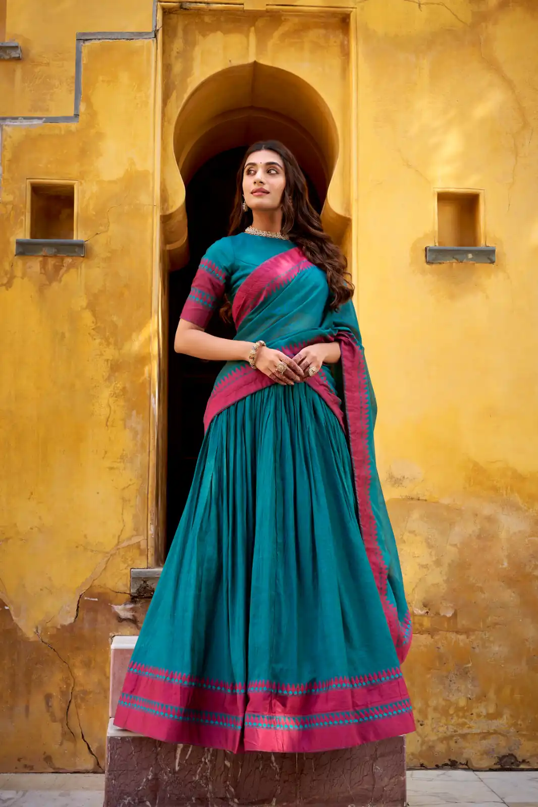Teal Chanderi Embroidery Work Lehenga Choli | Lehenga, Bollywood Lehenga, Creative Lehenga, Designer Lehenga, Embroidered Lehenga, Party Wear Lehenga