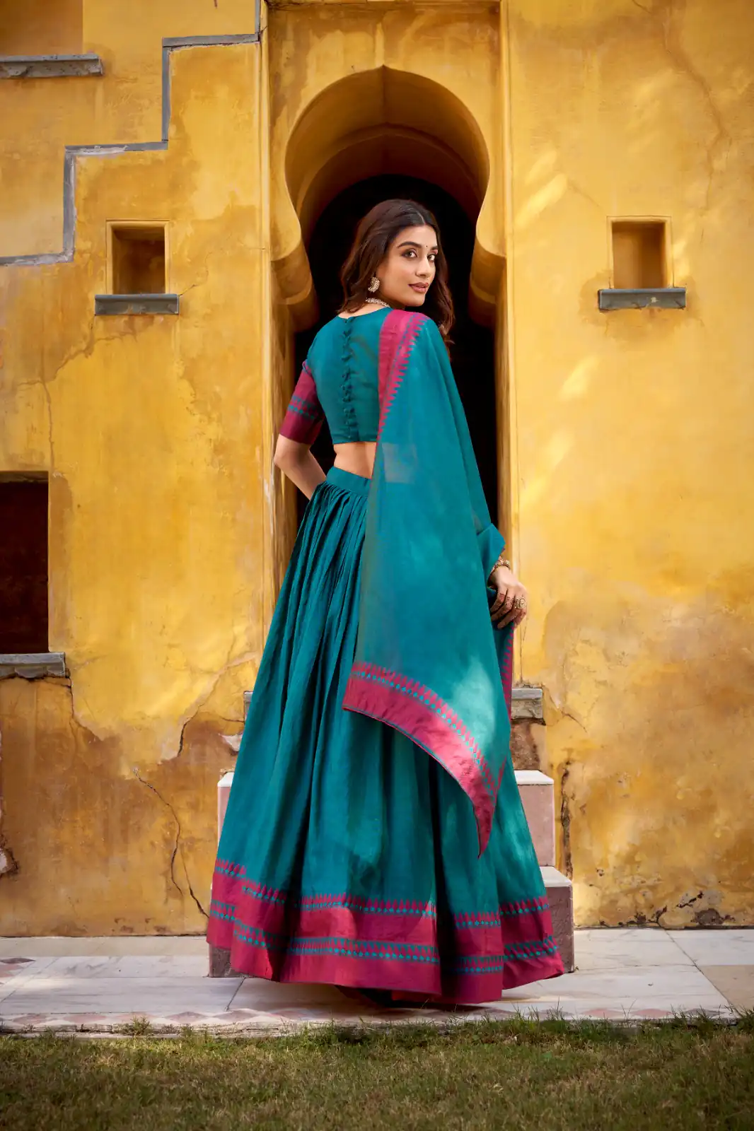 Teal Chanderi Embroidery Work Lehenga Choli | Lehenga, Bollywood Lehenga, Creative Lehenga, Designer Lehenga, Embroidered Lehenga, Party Wear Lehenga