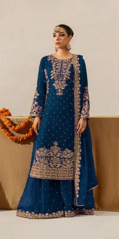 Teal Faux Georgette Lace Work Salwar Suit | Jump Suits, Salwar suit, Casual Suits, Creative suits, Designer Suits, Palazzo Suits, Party Wear Suits, Patiala Suits, Straight Suits