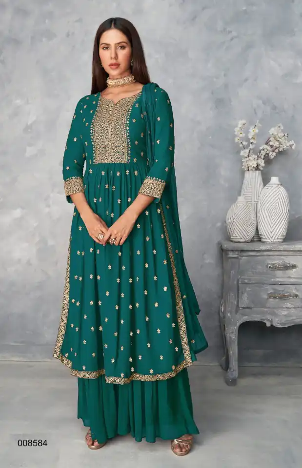 Teal Georgette Sequin Work Salwar Suit | Jump Suits, Salwar suit, Casual Suits, Creative suits, Designer Suits, Palazzo Suits, Party Wear Suits, Patiala Suits, Straight Suits