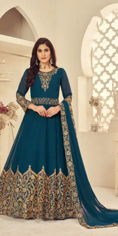 Teal Georgette Stone Work Salwar Suit | Jump Suits, Salwar suit, Casual Suits, Creative suits, Designer Suits, Palazzo Suits, Party Wear Suits, Patiala Suits, Straight Suits